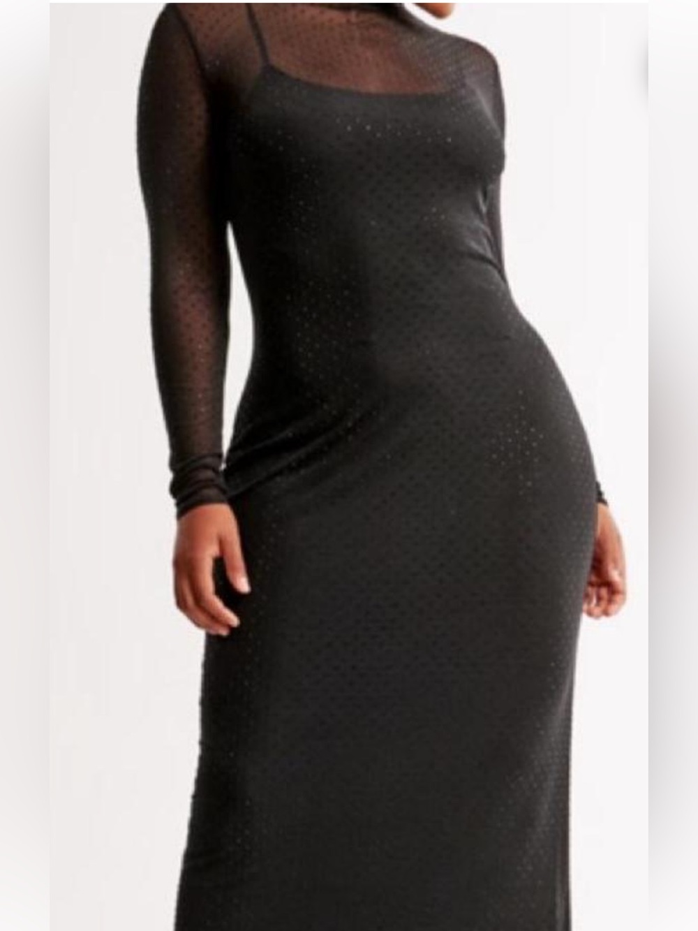 Abercrombie & Fitch Black Long-Sleeve Bodycon Maxi